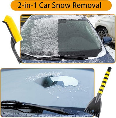 2 PCS 25.5" Car Snow Brush and Detachable Ice Scraper, Snow Shovel for Car Window, with Foam Grip and 45° angle Brush Head, Snow Shovel for Car Window, Winter Accessories for Cars, Trucks, SUVs