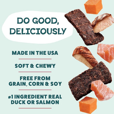 Shameless Pets Jerky Dog Treats, Variety 4-Pack – Healthy Chews with Salmon & Duck – Natural Dog Treats with Real Ingredients – Grain, Corn & Soy Free