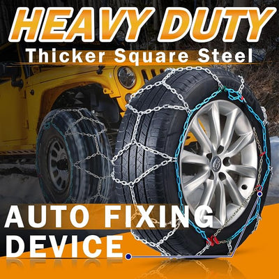 Coco Bird Heavy Duty Snow Chains Tire Chains for Light Truck, SUV & Pickup, Easy Installation, Wear-Resistant Alloy Steel for Superior Traction & Stability, Set of 2（SCRV-265）