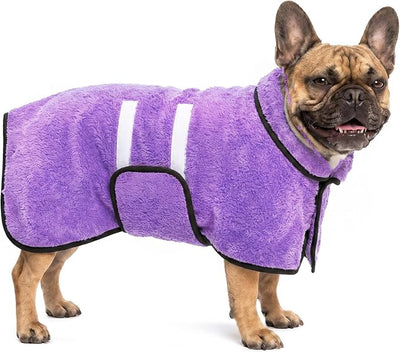 Bienbee Dog Bathrobe, Quick Drying Super Absorbent Pet Robes for Small Medium Large Dogs, Drying Coat for After Bath & Swim, Warm & Cozy Dogs Towels, Dog Puppy Bath Supplies,Light Purple M