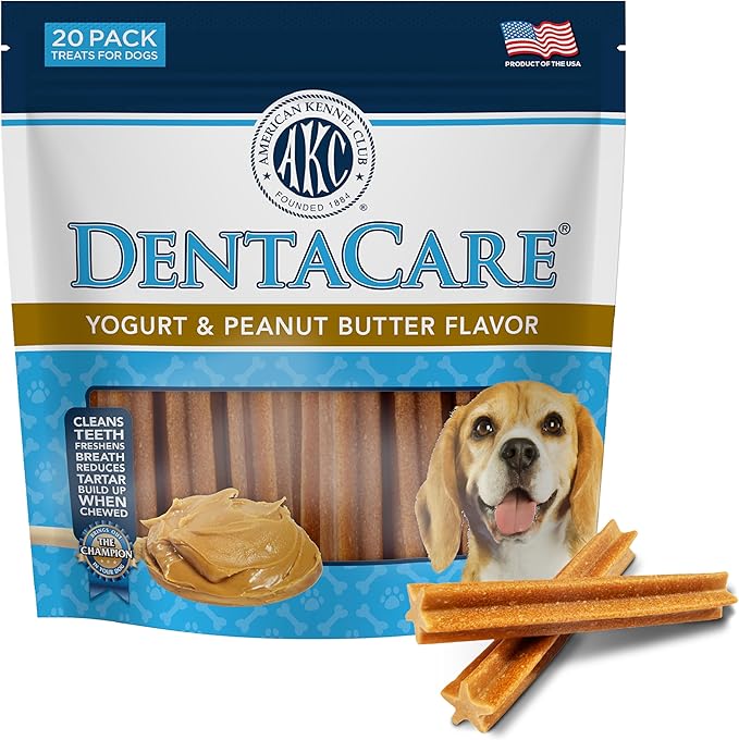 Dentacare Yogurt and Peanut Butter Dental Dog Treats, Naturally Flavored, Good for Dog Dental Health, 20 Count