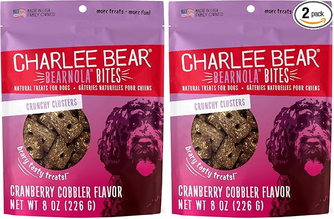Bearnola Bites Dog Treats, Cranberry Cobbler Flavor, 8oz (Pack of 2)