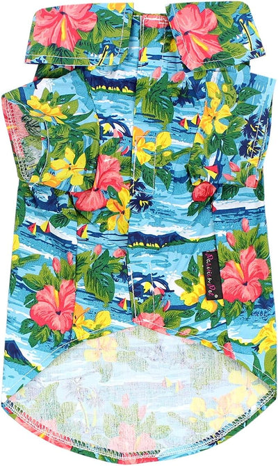 Parisian Pet Floral Dog Shirt - Cotton Clothes for Medium Dogs - Stylish Dog Beach Outfit - Lightweight and Soft Puppy Clothes - Trendy Tshirts for Dogs - Comfortable Summer Vacation Pet Apparel