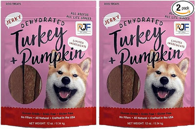 PET JERKY FACTORY Turkey & Pumpkin 12 oz. Dog Jerky Treats | 100% Human Grade | USA Made-| High Protein-| Grain Free-| Limited Ingredients-| No Filler-| BHA-BHT Free-| Soft-Tender,(Pack of 2)