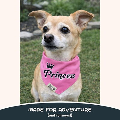Funny Snap-On Dog Bandana for Small Medium Large Pets, Dogs Cats Adjustable Handkerchief Scarf for Girl & Boy, Cute Puppy Apparel & Accessories (Princess, Medium)