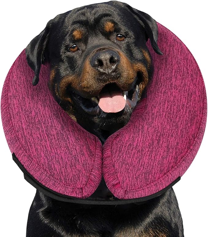MIDOG Inflatable Dog Cone, Soft Donut Recovery Collar Alternative After Surgery to Help Prevent Licking, Comfy E Collar with Neck Pillow Design, Rose, XL