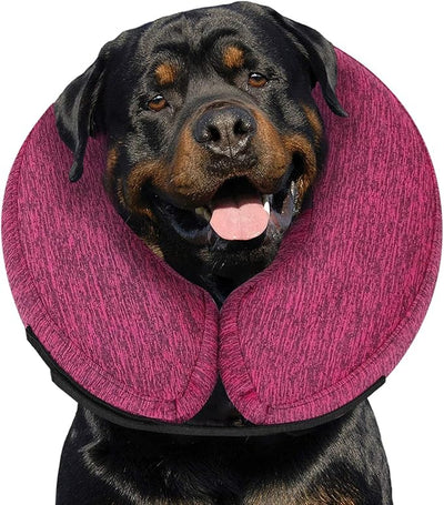 MIDOG Inflatable Dog Cone, Soft Donut Recovery Collar Alternative After Surgery to Help Prevent Licking, Comfy E Collar with Neck Pillow Design, Rose, XL
