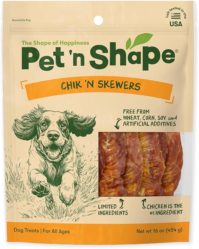 Pet n Shape Chik n Skewers - Chicken Wrapped Rawhide Chew Dog Treats - 1 Pound