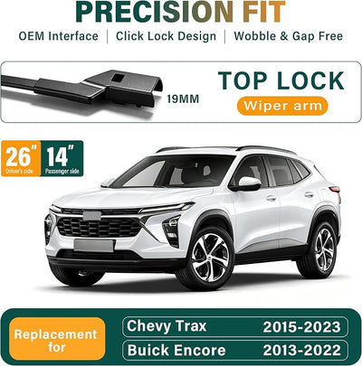 Windshield Wiper Blades Replacement for Chevy Trax 2015-2023, Buick Encore 2013-2022 Original Factory Quality - 26" 14" (Pack of 2)