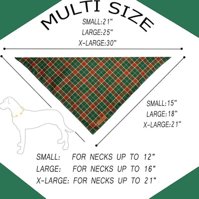 Realeaf Christmas Dog Bandanas 2 Packs, Reversible Red Green Plaid Dog Scarf, Xmas Pet Bandana for Boy and Girl, Premium Durable Fabric, Holiday Check Bandana for Medium and Large Dogs Pets (Large)