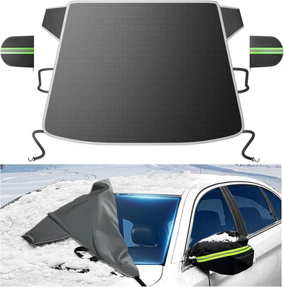 DooGooCoo [Upgraded] 7-Layer Car Windshield Snow Cover, [Efficient Winter Protection] Against Snow, Ice, Frost and Water, [Military-Grade Durable] Universal Fit for Cars, SUVs, and Trucks-Medium
