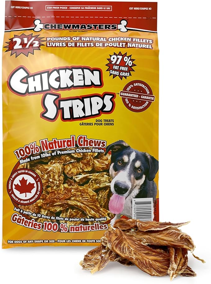 Chicken Strips - Real Chicken, High Protein, Easy to Chew Chicken Dog Treats, No Preservatives Training Snacks for All Breeds, 100% Natural Dog Snacks, 2 lb Bag