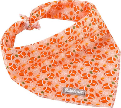 Fall Dog Bandanas Girl Boy American Football Cotton Washable Comfortable Triangle Dog Scarf Adjustable Pet Bib Kerchief for Small Medium Large Dogs L
