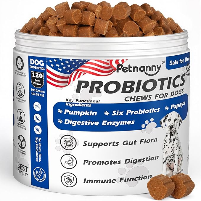 Probiotics for Dogs, Chicken Flavor Natural Dog Probiotic Soft Chews Supports Digestion, Gut Health, Stool Quality & Immune System Highly Palatable for All Breeds