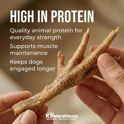 K9warehouse Chicken Feet Dog Treats Peanut Butter Flavored - Dehydrated Chicken Feet for Dogs - Natural, Healthy Chew Snacks - Ideal for Dental Health - Protein Rich - Packed in USA - 30 Count