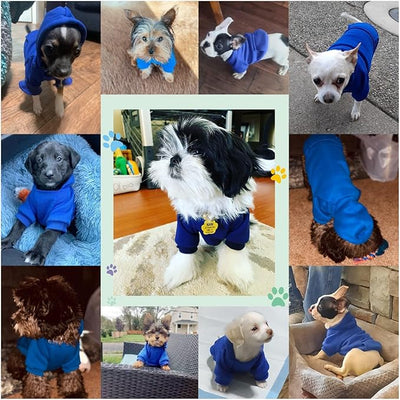 Jecikelon Soft Dog Hoodies for Small Dogs, Fleece Puppy Sweatshirt with Pockets, Warm Winter Cold Weather Coats for Pet Cat, Cute Clothes Puppy Costume (Dark Blue, X-Large)