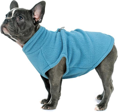 Sleeveless Pullover Fleece Vest for Small Dogs: Cozy Polyester Dog Jacket, Tank Top Sweater with Leash Ring and Armholes, Crisp, Warm, and Easy-to-Wear Design for Everyday Comfort Lake Blue XS