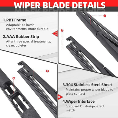 OTUAYAUTO Rear Windshield Back Wiper Arm Blade Set - Replacement for KIA Sportage 2011 2012 2013 2014 2015 2016 OE:988111H000