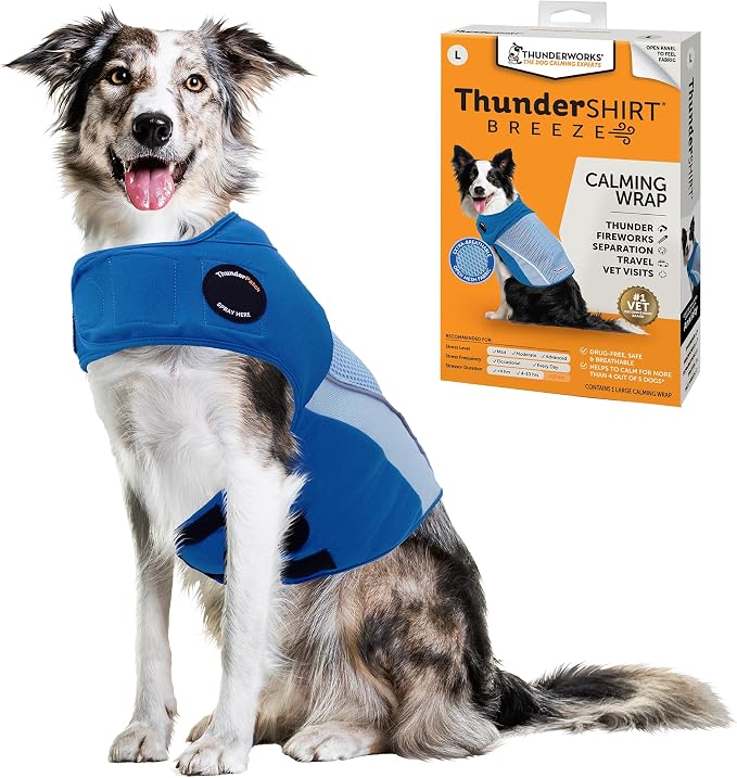 Breeze for Dogs, Large, Sky Blue, Extra Breathable Mesh Fabric, Dog Anxiety Relief Vest for Every Day Stress & Calming During Thunder Storms and Fireworks