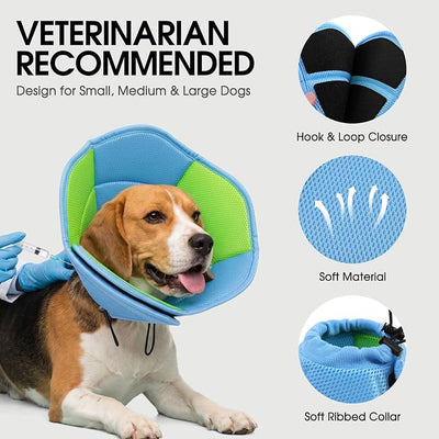 Dog Cones for Large Dogs, Soft Pet Cone Stop Licking After Surgery, Adjustable Pet E-Collar Alternative for Wound Healing, Light Blue X-Large