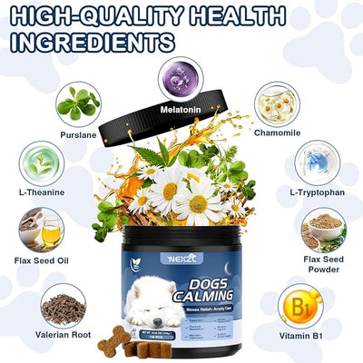 Calming Chews for Dogs 300ct with Melatonin-Stress & Anxiety Relief Sleep Aid Treats for Small/Medium/Large Dogs-Storms, Fireworks, Thunder, Barking, Separation Vet Approved Chicken Flavor