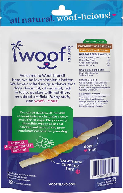 Coconut Pet Chews - Premium, All Natural Coconut Dogs Treats - Healthy Puppy Treats & Vitamin Rich Rawhide Free Puppy Chews - Made in The USA (with Real Chicken)
