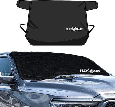 Frostguard Glove | Car Windshield Cover for Ice and Snow - XL Size, Fits SUVs and Trucks - Features Elastic Loops, Security Panels + Storage Pouch - Black, Measures 68 x 41 Inches