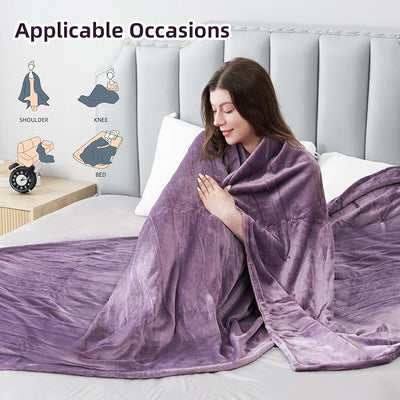 Eydna Electric Heated Blanket Full Size 72"x84",Fast Heating Throw, Soft Microplush for Bed & Couch, 1-10 Hours Auto Off & 9 Heating Levels, Machine Washable, Gifts for Womens & Family-Purple