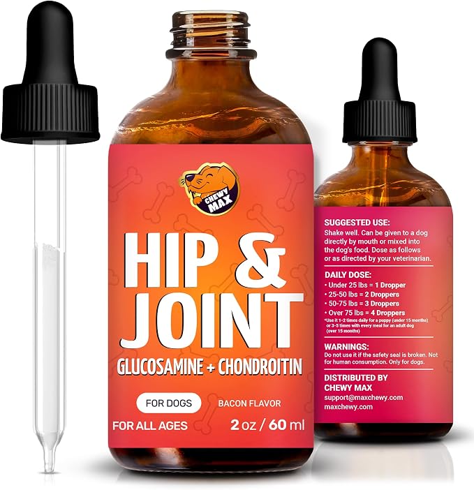 Glucosamine for Dogs | Hip and Joint Supplement | Glucosamine Chondroitin for Dogs | 2 Oz