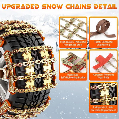 Snow Chains for Car SUV Pickup Trucks, Adjustable Portable Universal Emergency Anti Skid Snow Car Tire Chains for Tire Width 175 185 195 205 215 220 225 235 240 245 255 265, 6 Pack