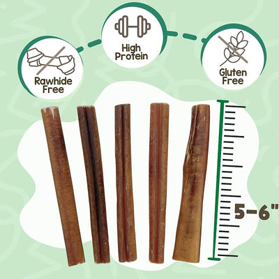 Nature Gnaws Large Bully Sticks for Dogs 5-6" (3 Count) - Thick Long Lasting for Aggressive Chewers and Large Dogs - Natural Beef Dog Chew Bones
