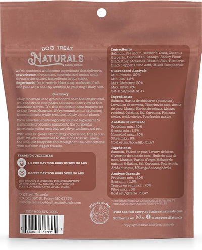 Dog Treat Naturals Superfood Sticks, Salmon & Mango, 10oz Bag | Dog Chew Sticks | All-Natural, Pet Training Treats | Joint-Skin-Coat Health | USA Made