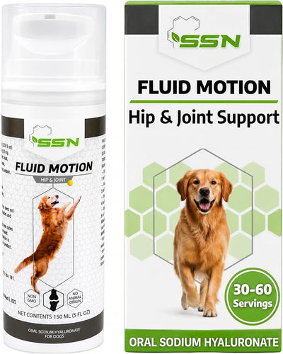 Fluid Motion - Hip & Joint Support for Dogs - Liquid Hyaluronic Acid - Joint Mobility, Skin, & Coat Supplement for Senior Dogs - Apple Flavor - Glucosamine Alternative (30-60+ Day Supply)
