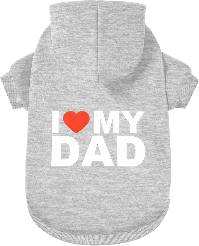 Dog Sweater Dog Hoodie Cold Weather Coat Hooded Sweatshirt for Puppies,Cats, Small Medium Large Dogs (Light Grey(I Love My Dad), Large)