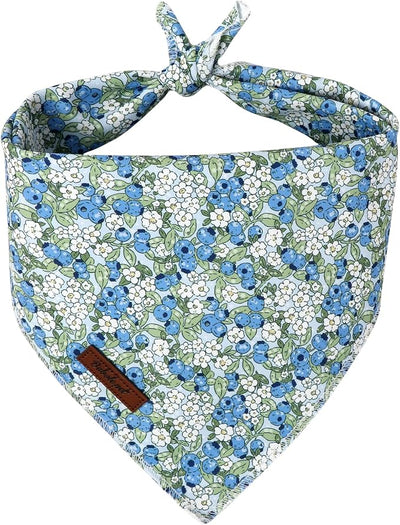 Blueberry Dog Bandana - Soft Blue Spring Summer Dog Neck Scarf, Cute Pet Bib for Medium Large Dogs, Playful Photo Dogs Cats Prop for Daily Use Parties & Pet Photography L