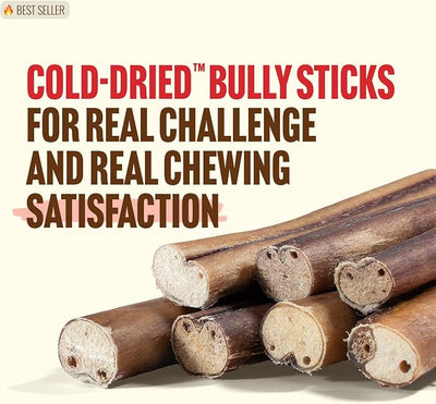 Natural Farm Cold-Dried™ Bully Sticks 6 Inch (5 Count) – Odor Free, High Protein Dog Chews – 100% Beef Pizzle, Single Ingredient.