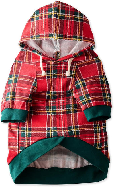 Pet Passion Rocky – The Original Lightweight Hooded Tee 100% Organic Cotton Dog Hoodie Pet Coat Sweater for All Sized Dogs, Royal Stewart Plaid, X-Large (55-80 lbs)