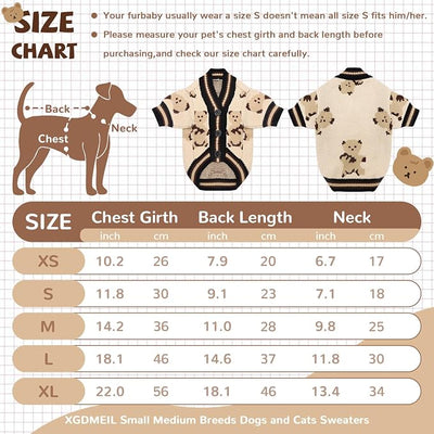 Small Dog Sweaters Cute Bear Knitted Dog Cardigans Clothes for Small Medium Dogs Soft Pet Puppy Cat Knitting Outfits Fall Winter Warm Boy Girl Dogs Knitwear Coat Apparel(Beige, Medium)