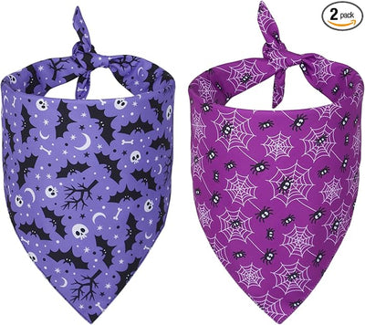 ADOGGYGO 2 Pack Halloween Dog Bandanas, Reversible Triangle Dog Scarf Accessories Halloween Bandanas for Large and Extra Large Dogs Pets (X-Large)
