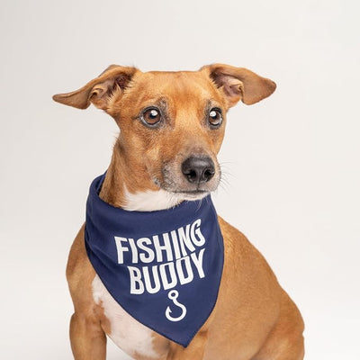 Fishing Buddy Dog Bandana | 100% Cotton Adjustable Triangle | Made in USA | Boat & Fishing | Captain | Beach & Lake | Summer | Outdoors |Father's Day | Purple, X-Small (99)