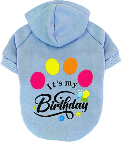 Jecikelon Print Dog Hoodies for Small Dogs, Soft Fleece Puppy Clothes for Pet Cat, Warm Winter Outfits Cold Weather Coats, Cute Sweatshirt Puppies Costume (Light Blue, XX-Small)