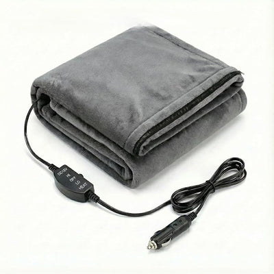 12V Car Heated Blanket & Wearable Shawl – Electric Fleece Travel Throw with Zipper for Truck Drivers, RV & Winter Road Trips – Fast Heating, Soft Flannel