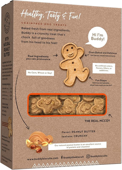 Buddy Biscuits Grain Free Dog Treats, Baked in USA, Large Size Treat with Natural Peanut Butter 14 oz.