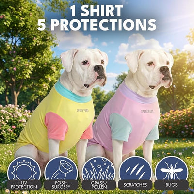 Spark Paws Sunblock Dog T-Shirt, SPF30 Protection, Lightweight Breathable Quick Dry for Dogs with Sensitive Skin - Gelato & Yuzu (Set of 2) - Size 4XL