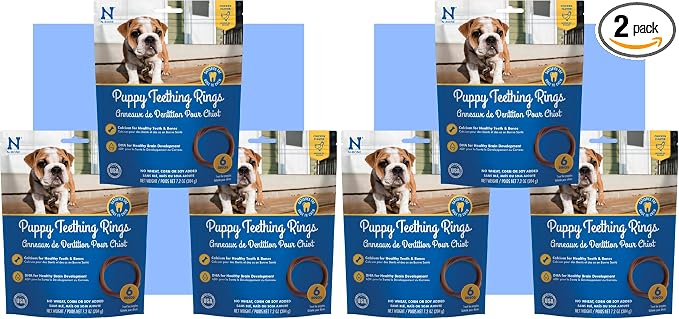 Puppy Teething Rings Chicken Flavor Dog Treat, 18 Rings, 21.6-oz - Natural Puppy Chew Toys Alternative for Teething Discomfort - Small and Large Dogs, (Pack of 2)