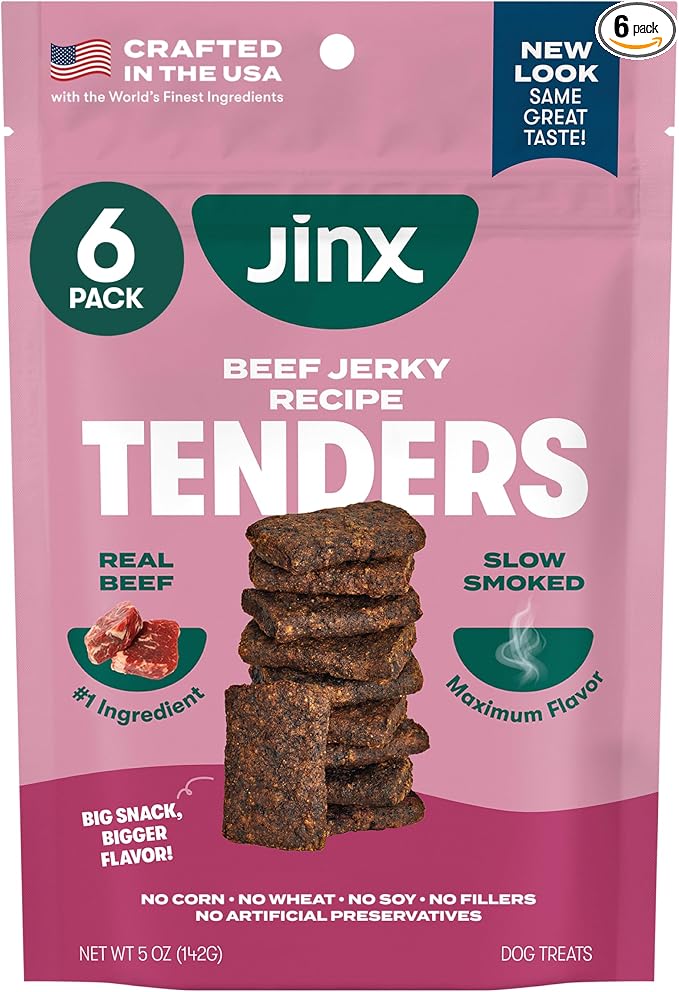 Tenders Beef Jerky Dog Treats, All Natural Ingredients, Soft and Chewy, Low-Calorie, Slow-Smoked Beef & Liver, No Fillers, 5oz, 6 Pack