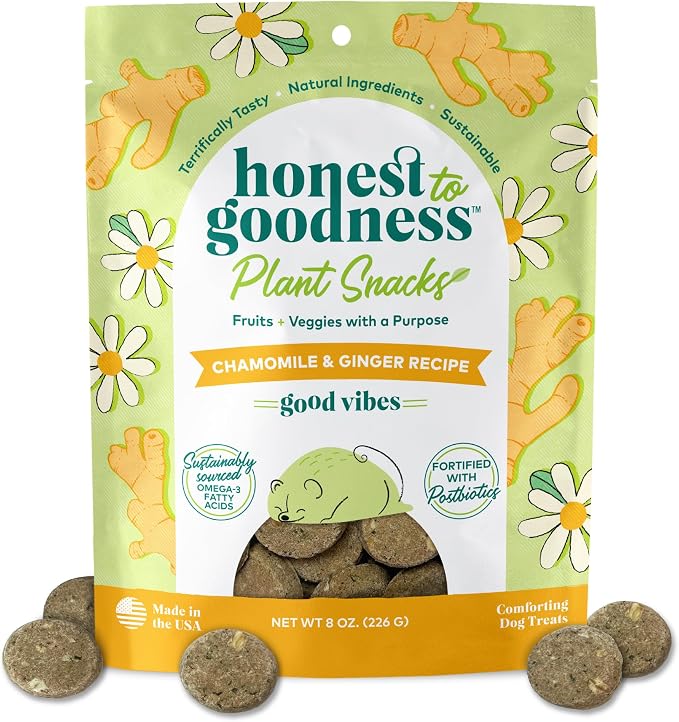 Plant Snacks Good Vibes Chamomile & Ginger Recipe Dog Treats Enriched with Omega 3s & Postbiotics, 8oz