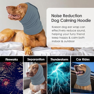 KOESON Dog Ear Wraps with Adjustable Hook & Loop, Soft No Shake Ear Wrap for Dogs Hematoma, Breathable Dog Ear Cover for Noise Protecion, Small Doggie Calming Hoodie for Thunder, Firework, Separation
