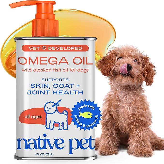 Omega 3 Fish Oil for Dogs & Cats – Wild Alaskan Salmon Oil for Dogs Skin and Coat, Supports Joints, Heart & Shedding – Fast-Absorbing Omega 3 6 9 Liquid Supplement – 16oz