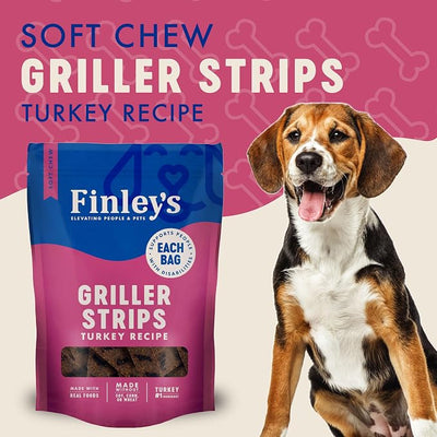 Finley's Turkey Griller Strips for Dogs, Jerky-Style Dog Treats with Real Ingredients for All Breeds and Sizes, 14.5oz, 1 Pack